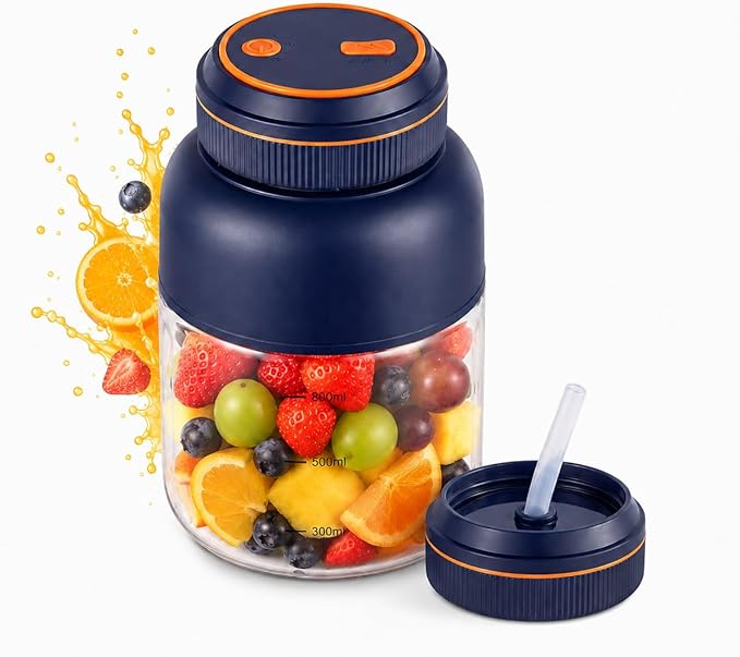 Portable Appliances Juicer, 2026 New 44oz Personal Size Blender for Shakes and Smoothies, Dual Lid Compact Travel Drinking Cup with Leakproof Handle for Office Outdoor (Blue, 800, Milliliters)