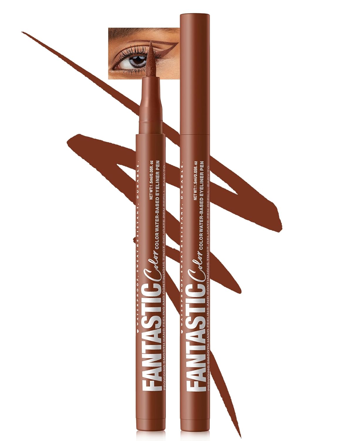 Brown Matte Liquid Eyeliner Pencil, Colorful High Pigmented Waterline Eye liner Waterproof Pen, Bright Colored Smudgeproof Long Lasting Eyeliner Pen Christmas Party Festival Makeup Gift for Women-09