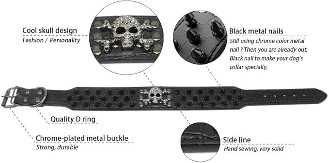Serijoars Spiked Studded Dog Collar, PU Leather Dog Collar, Adjustable Pet Collars for Medium or Large Breed Pet (L, Leopard2)