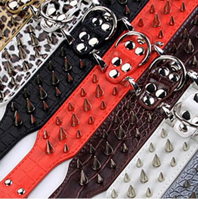 Serijoars Spiked Studded Dog Collar, PU Leather Dog Collar, Adjustable Pet Collars for Medium or Large Breed Pet (XL, Camouflage5)
