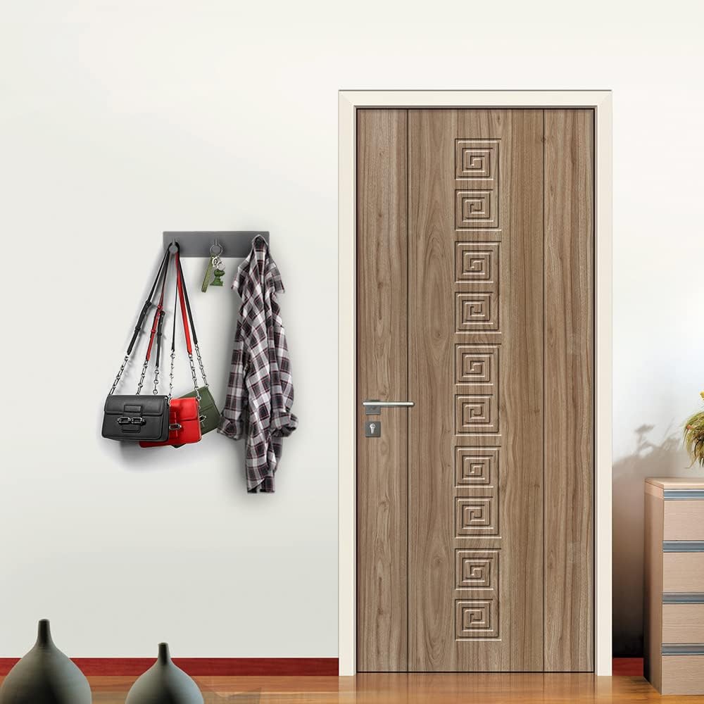 Key Holder for Wall with 2 Self-Adhesive Tapes, No Damage Key Holder Rack for Wall with 3 Key Hooks for Entryway, Door, Bathroom, Kitchen(Black)