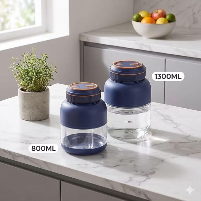 Portable Appliances Juicer, 2026 New 44oz Personal Size Blender for Shakes and Smoothies, Dual Lid Compact Travel Drinking Cup with Leakproof Handle for Office Outdoor (Blue, 1300, Milliliters)