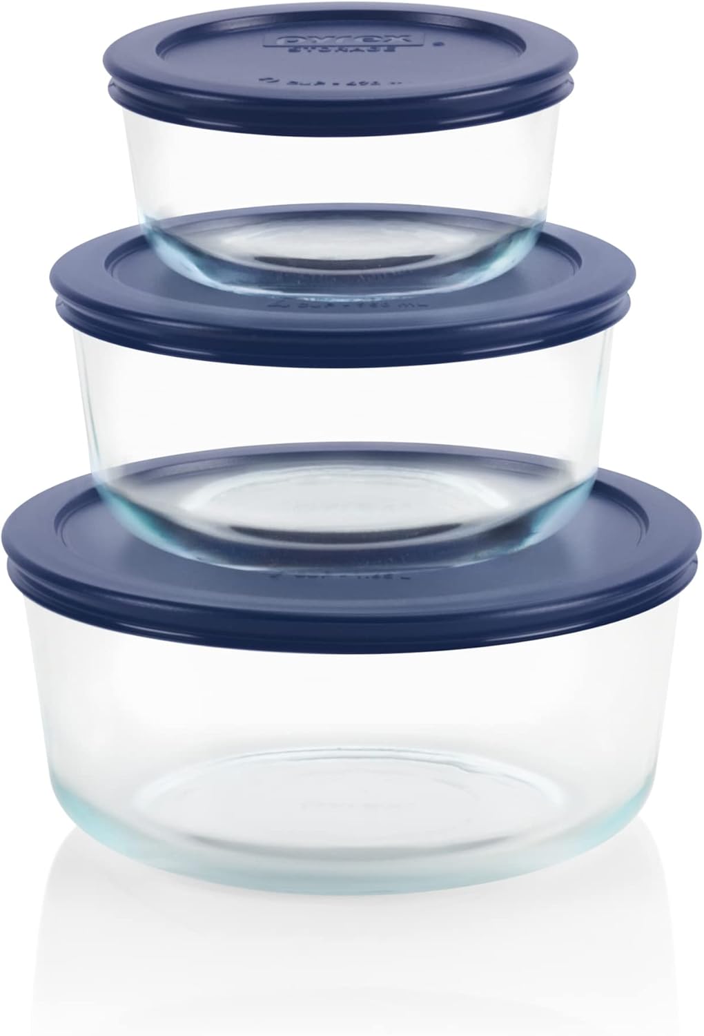 Pyrex Simply Store (3-Pack) Glass Food Storage Containers Set, (2, 4 & 7 Cup) Meal Prep Containers With BPA-Free Lids, Dishwasher & Microwave Safe
