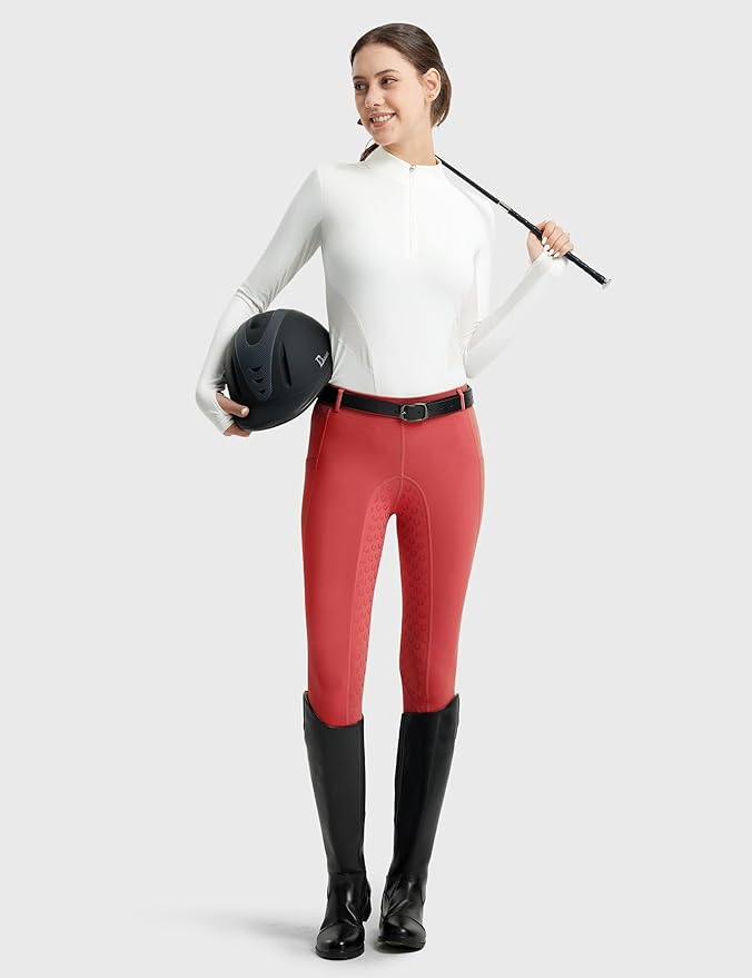 FitsT4 Sports Women's Full Seat Riding Tights Active Silicon Grip Horse Riding Tights Equestrian Breeches