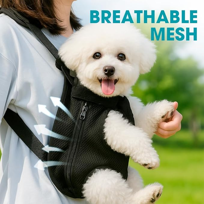 Dog Backpack Carrier, Adjustable Pet Front Carriers, Legs Out Carrying Sling Travel Bag for Small Medium Dogs 2.5-4 Lbs, Soft Wearable Puppy Chest Carry Backpacks for Walking/Hiking/Camping/Traveling