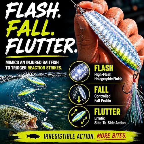 Nichols Lures Lake Fork Flutter Spoon - color: Blueback HD, size: 4"/3/4 oz