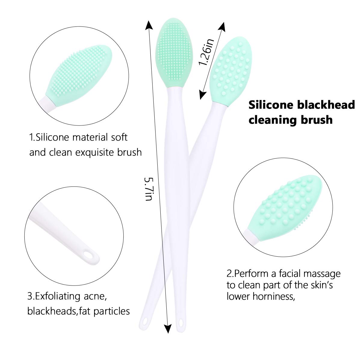 Silicone Face Scrubber, 2pcs Exfoliating Lip Brush, 2pcs Cleansing Brush,2pcs Face Mask Brush Exfoliator Blackhead Skin Care Tool