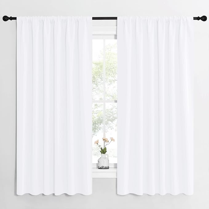 NICETOWN White Curtains, 50% Light Blocking Curtain Panels