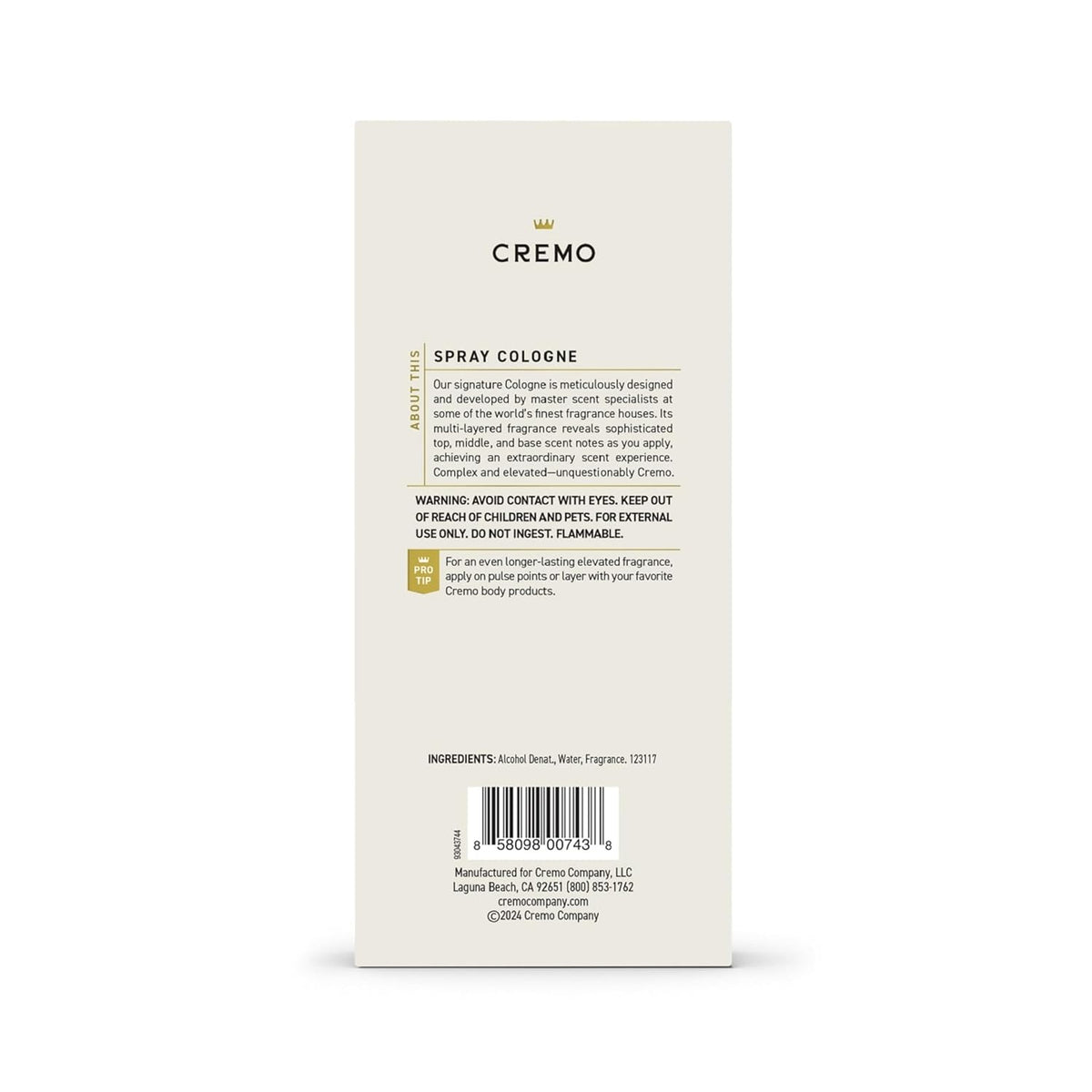 Cremo Cologne for Men - Spice & Black Vanilla Mens Cologne Spray - An Explosion of Vibrant Spices, Dark Woods and Black Vanilla, Fragrances For Men, 3.4 Fl Oz