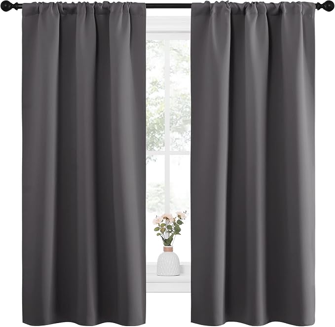 NICETOWN Grey Window Curtains for Bedroom