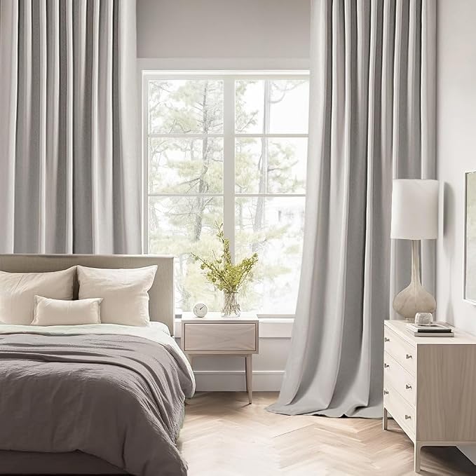 MIULEE Stone Back Tab Blackout Curtains 72 Inches Long 2 Panels Set
