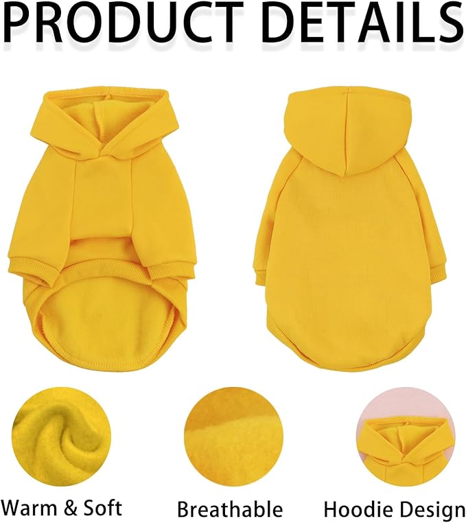 Custom Dog Hoodie, Personalized Sweatshirt with Photo Text Name Logo, Customized Hooded Sweater for Small Medium Large Dogs & Cats (Yellow, Medium)