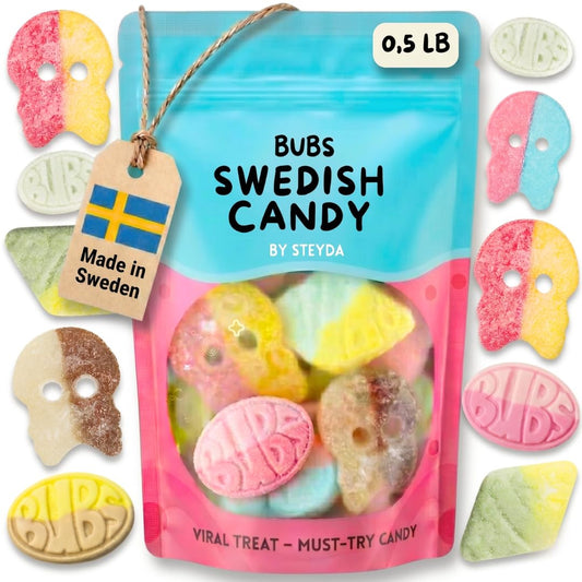 Bubs Swedish Candy 0,5 lb, Swedish Candy Bubs Mix, Skulls, Swedish Godis, Gummy Candy