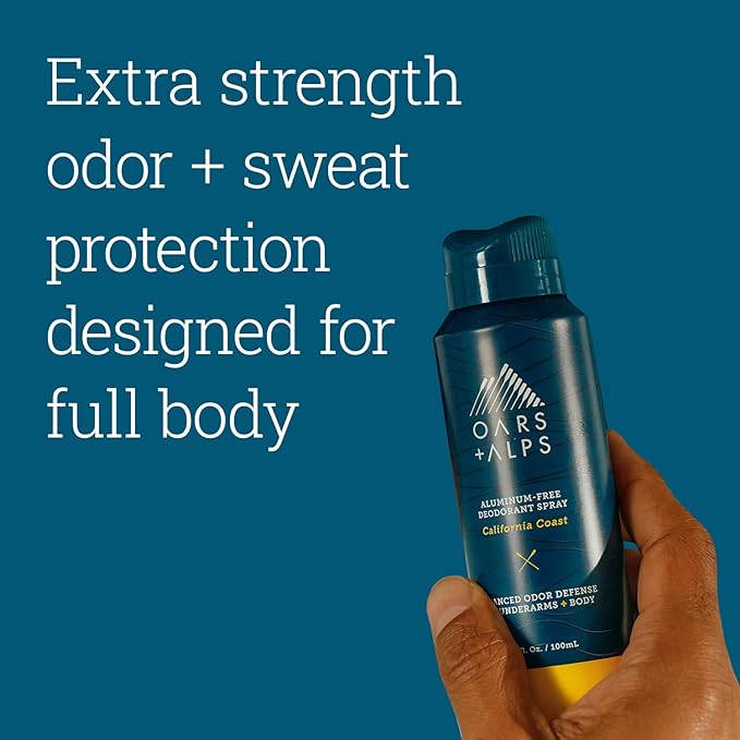 Oars + Alps Spray Deodorant for Men and Women, Aluminum Free Deodorant and Full Body Spray, California Coast