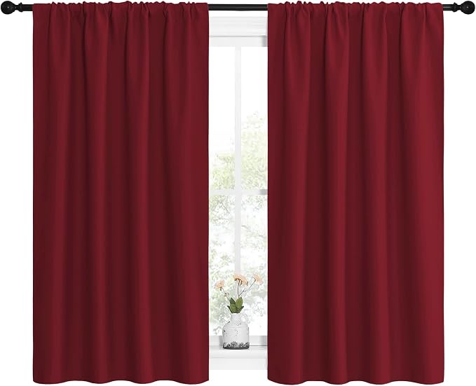 NICETOWN Christmas Burgundy Curtains Blackout Drape Panels