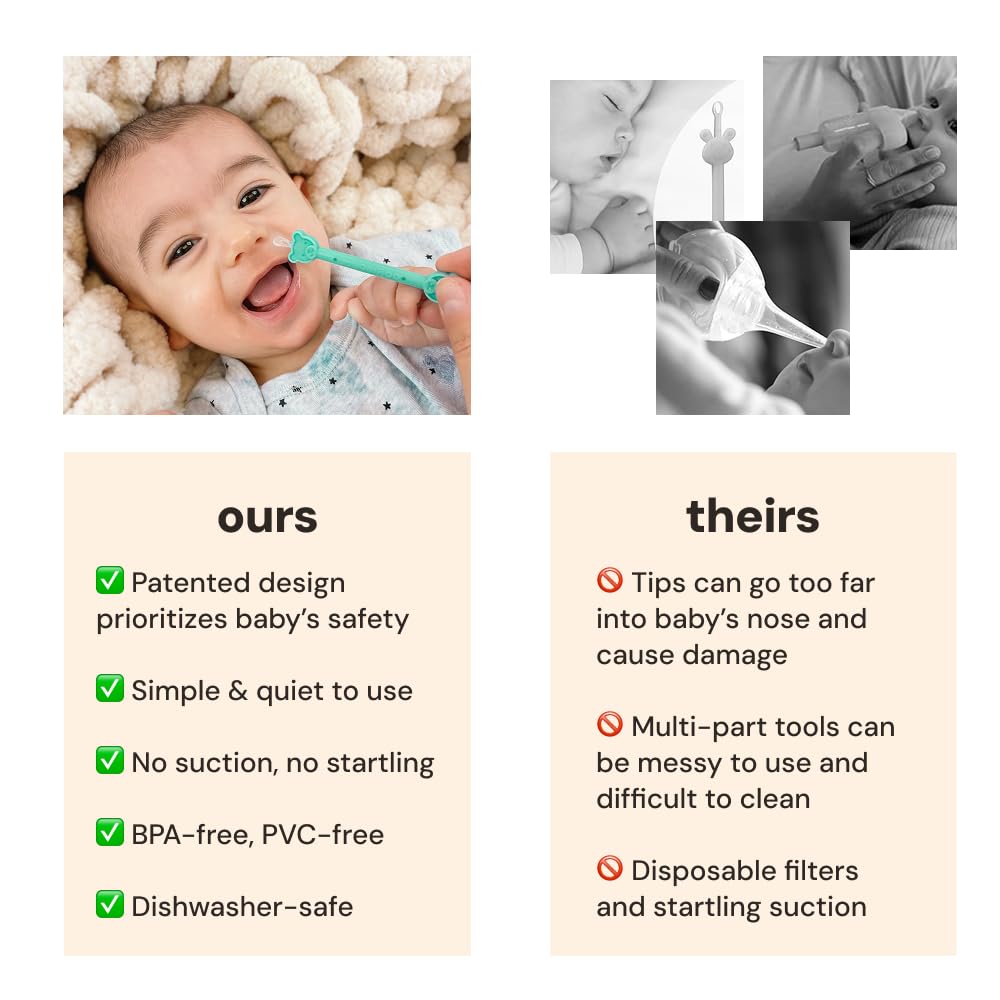 oogiebear Baby Nose Cleaner & Ear Wax Removal Tool - Safe Booger & Earwax Removal for Newborns, Infants, Toddlers - Dual-Ended - Essential Baby Stuff
