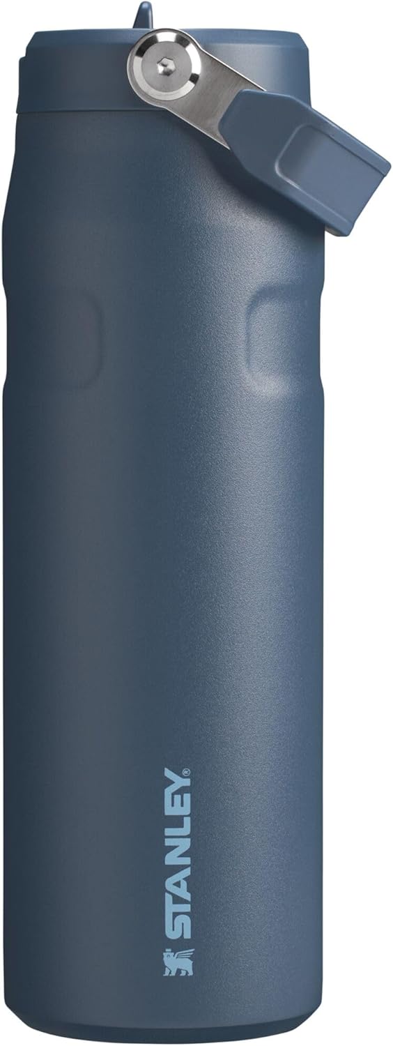 Stanley IceFlow Flip Straw 2.0 Water Bottle 24 OZ | Built-In Straw with Larger Opening | Lightweight & Leak-Resistant | Insulated Stainless Steel | BPA-Free | Navy