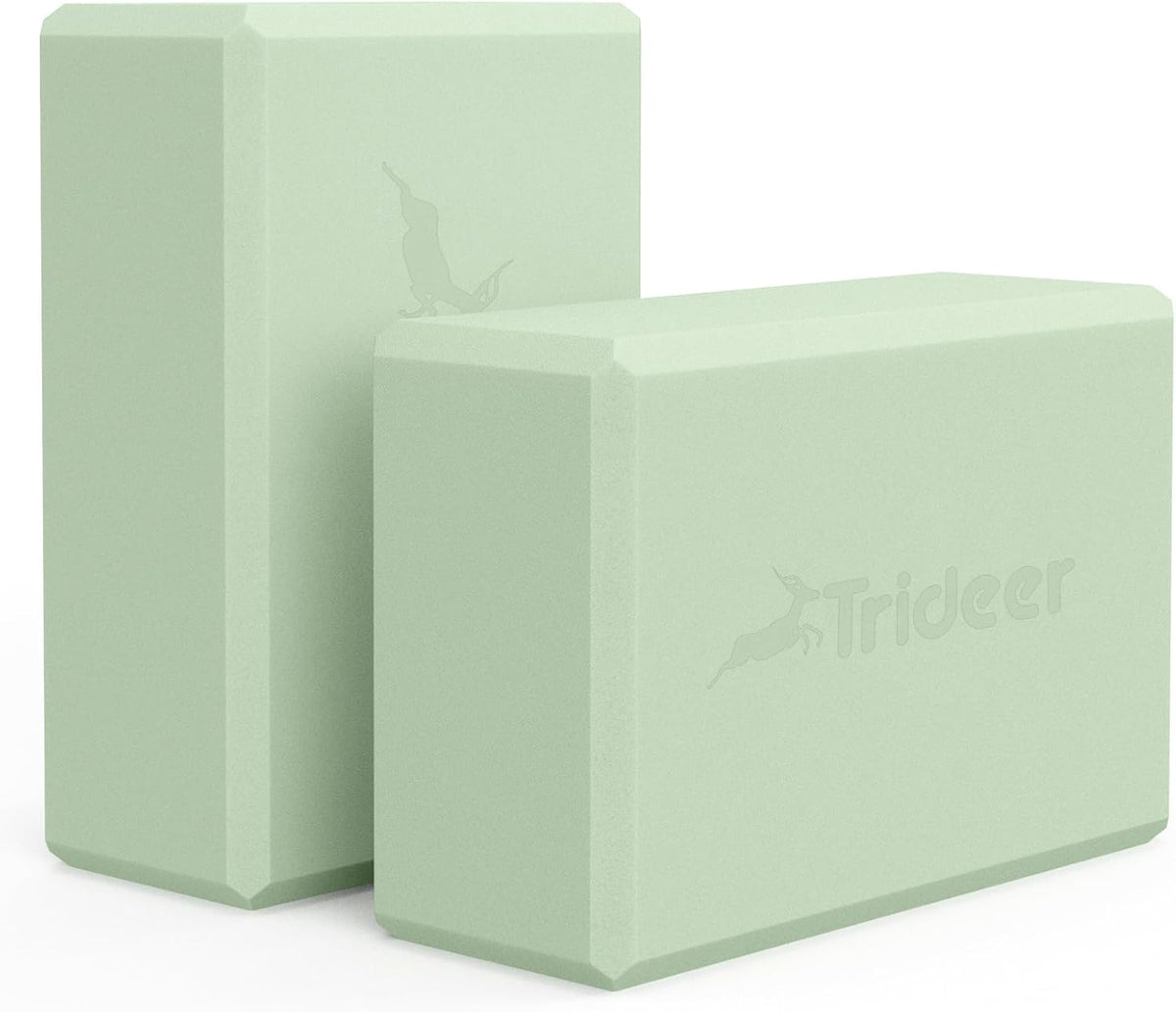 Trideer Yoga Blocks 2 Pack, Soft Non-Slip Foam Blocks with Beveled Edges for Alignment and Stretching in Yoga, Pilates, and Dance - Supportive, Lightweight, Odor Resistant, Latex-Free