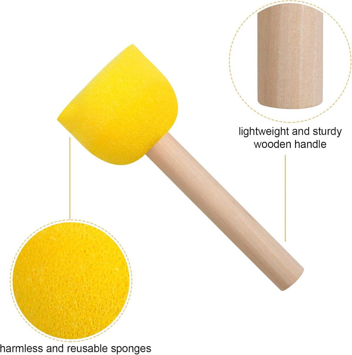 30 Pcs Round Sponges Brush Set, Round Sponge Brushes for Painting, Paint Sponges for Acrylic, Painting Tools for Kids Arts and Crafts (4 Sizes)