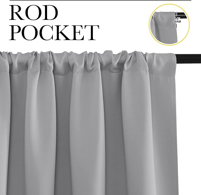 NICETOWN 2 Panels Blackout Curtains, Rod Pocket Window Curtains Room Darkning