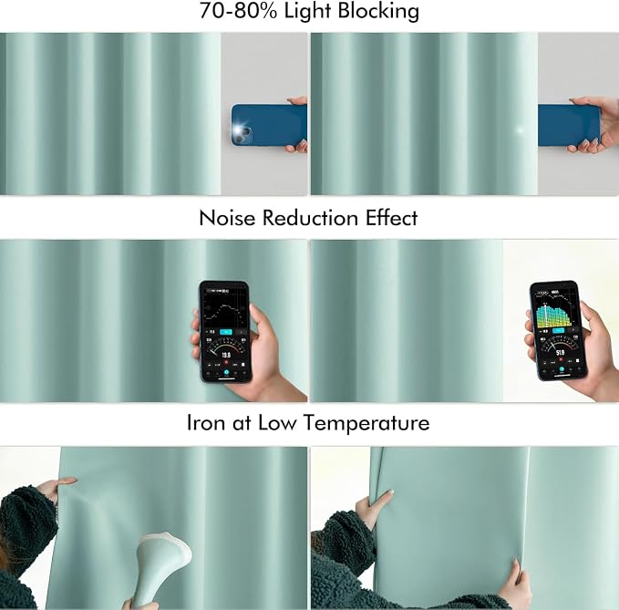 MIULEE Aqua Back Tab Blackout Curtains 108 Inch Long 2 Panels Set