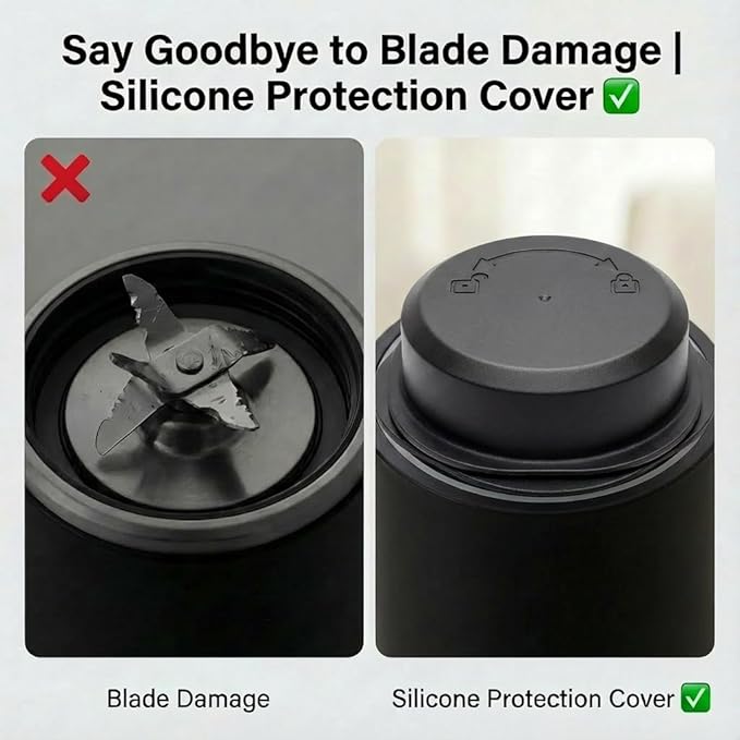 Blade Cover and Vessel Cap for Ninja Blast Portable Blender BC100 & BC151 Series, Food-Grade Leakproof Lid Replacement with Silicone Seal, Portable Travel Blender Accessories, gray (gray)