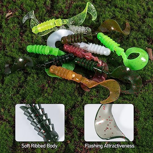 Dr.Fish 10 Pack Grub Fishing Lures 4" Soft Plastic Baits Worm Grub Bass Fishing Lures Swimbait Walleye Saltwater Freshwater - color: Pumpkin