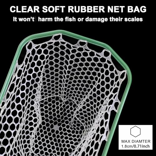 Aventik Fly Floating Fishing Net Carbon Fiber Landing Trout Net Light Weight Clear Rubber Ghost Net Catch & Release - color: Stealth Boat Frame long handle black magnet