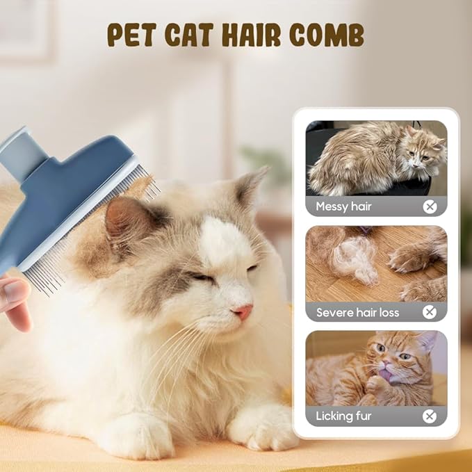 Pet Hair Removal Comb, 2025 New Flea Comb, Multifunctional Grooming Brush for Home Use, Portable Shedding Brush for Pet Owners (Yellow+Green)