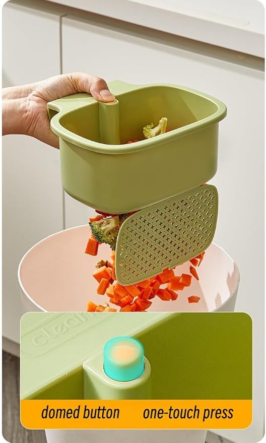 Kitchen Sink Strainer Basket, Faucet Hanging Strainer, Multi-Functional Food Colander,Press Automatic Dumping Kitchen Draining Basket, Easy Drain Filter with Bottom Release (White)