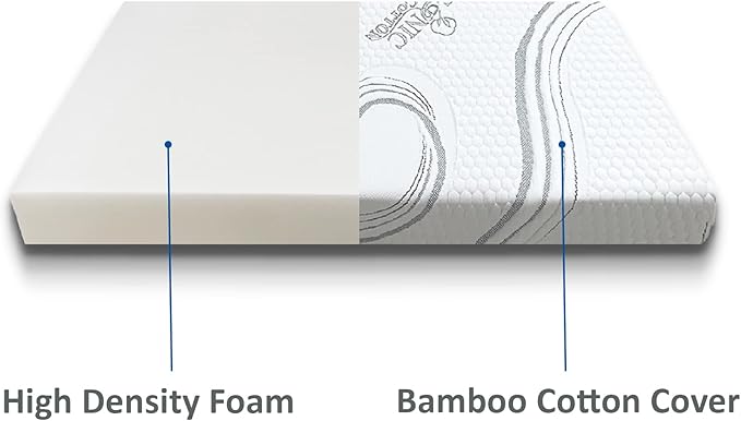 FoamRush 6-Inch Bunk (48" x 72") High Density Foam RV Mattress Replacement with Cotton Cover, Medium Firm, Pressure Relief, Travel Camper Trailer Truck, Made in USA, CertiPUR-US Certified