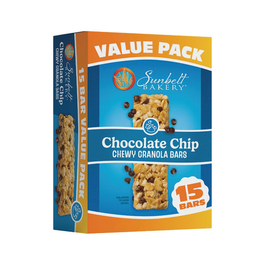 Sunbelt Bakery Chewy Chocolate Chip Granola Bars, 1.1 oz Bars, 15 Count