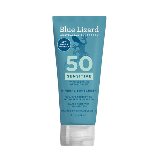 Blue Lizard Sensitive SPF 50+ Mineral Sunscreen, Water Resistant, 3 oz, Fragrance Free