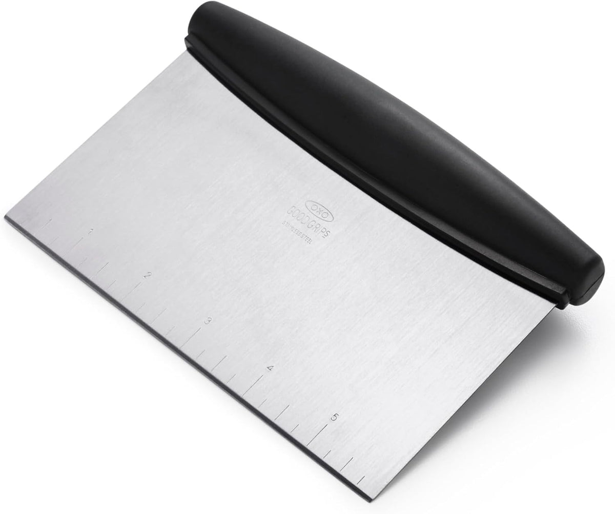 OXO Good Grips Stainless Steel Multi-Purpose Scraper & Chopper, Dough Cutter for Pizza, Bread and Cookie Dough, Multi-Purpose Vegetable Chopper, Dishwasher-Safe Kitchen Essential