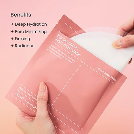 BIODANCE Bio-Collagen Real Deep Mask, Hydrating Overnight Hydrogel Mask, Pore Minimizing, Elasticity Improvement, 34g x4ea