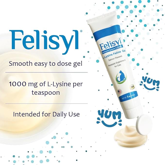 L-Lysine Gel for Cats (5oz) – Supports Immune, Respiratory, and Eye Health. Eases Sneezing, Runny Nose, and Watery Eyes. Tasty Salmon Flavor - Made in The USA (6 Pack)