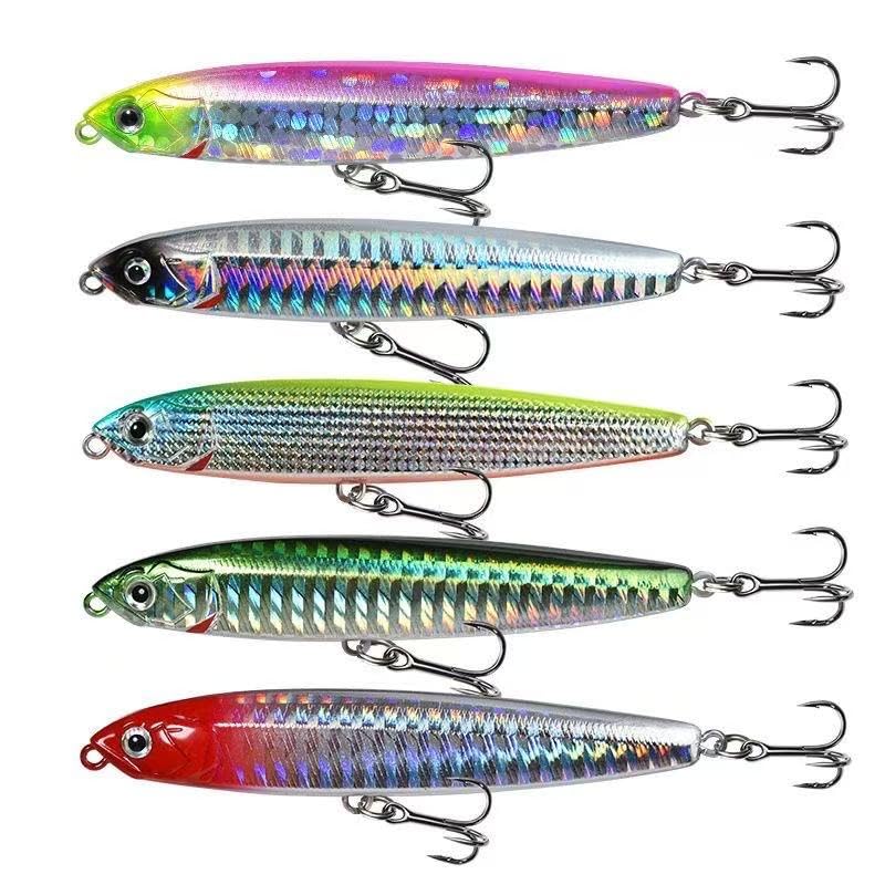 0.49oz/0.35oz Topwater Fishing Lures, 5 Pcs Fishing Lure Saltwater with Storage Box Jerkbait Crankbait Lures for Halibut & Striper Fishing Swimbait for Freshwater and Saltwater Bass Fishing - color: 14g
