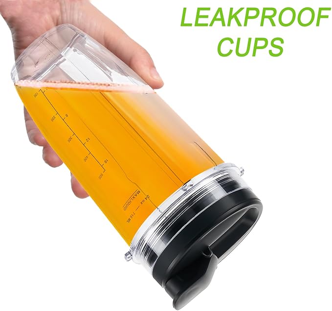 Replacement 24oz Blender Cup with Sip & Seal Lid For Nutri Ninja BL450 BL456 BL480 BL482 BL640 BL642 BL682 BN401 BN751 BN801 Foodi SS101 SS151 SS351 SS401 Ninja Blender Auto IQ Blade, 3-Pack