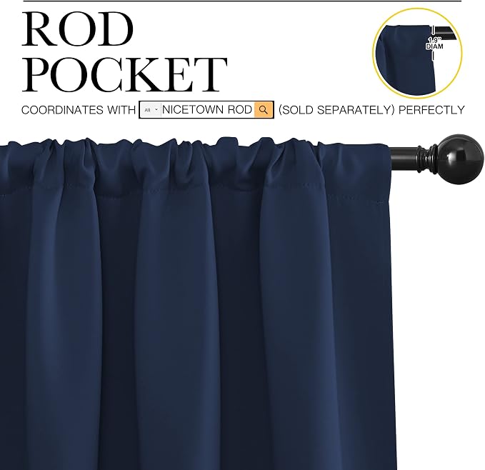 NICETOWN Navy Curtains Blackout Draperies