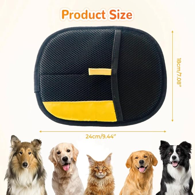 2025 Thickened and Powerful Pet Hair Removal Glove, Pet Grooming Gloves for Cats and Dogs, Washable and Reusable Pet Hair Remover Glove (Yellow)