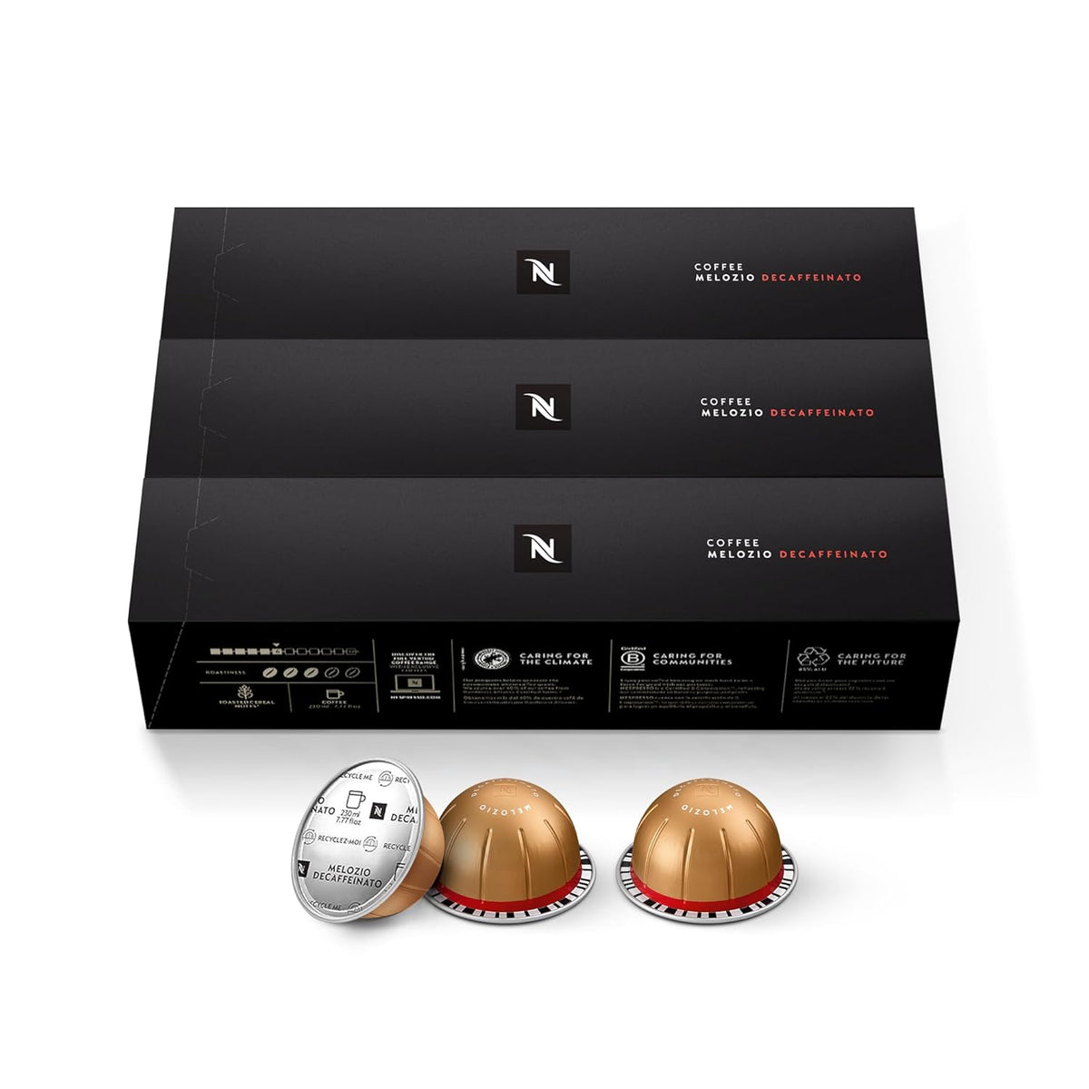 Nespresso Capsules Vertuo, Melozio Decaffeinato, Medium Roast Espresso, 30-Count Coffee Pods, Brews 7.8 oz.