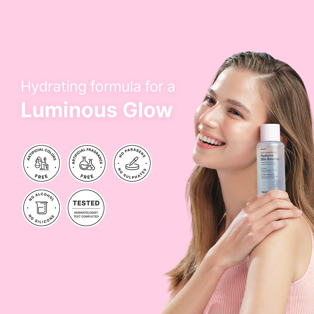 Hanskin Hyaluron Skin Essence Toner – Korean Hydrating Toner | Hyaluronic Acid & Collagen | Lightweight Moisturizing Astringent for Dry, Sensitive & Dull Skin | Daily K-Beauty Skincare (5.07 fl oz)