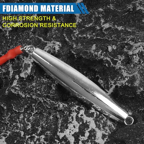 Diamond Jig Saltwater Fishing Lures Casting Jigging Spoon with Tube Tail Stainless Steel Hooks Trolling Lures Striped Bass Metal Jig for Deep Sea Surf Fishing Bottom Dragging Sinking - color: Red, size: 1 oz