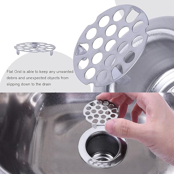 Stainless Steel Shower Strainer Assembly W/Flat Grid Strainer for Bar or Bathroom Sinks