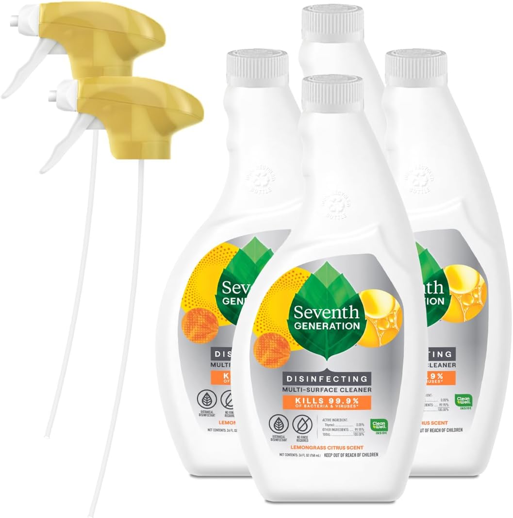 Seventh Generation Lemongrass Citrus Disinfecting Multi-Surface Cleaner - 26 Oz, Pack of 4