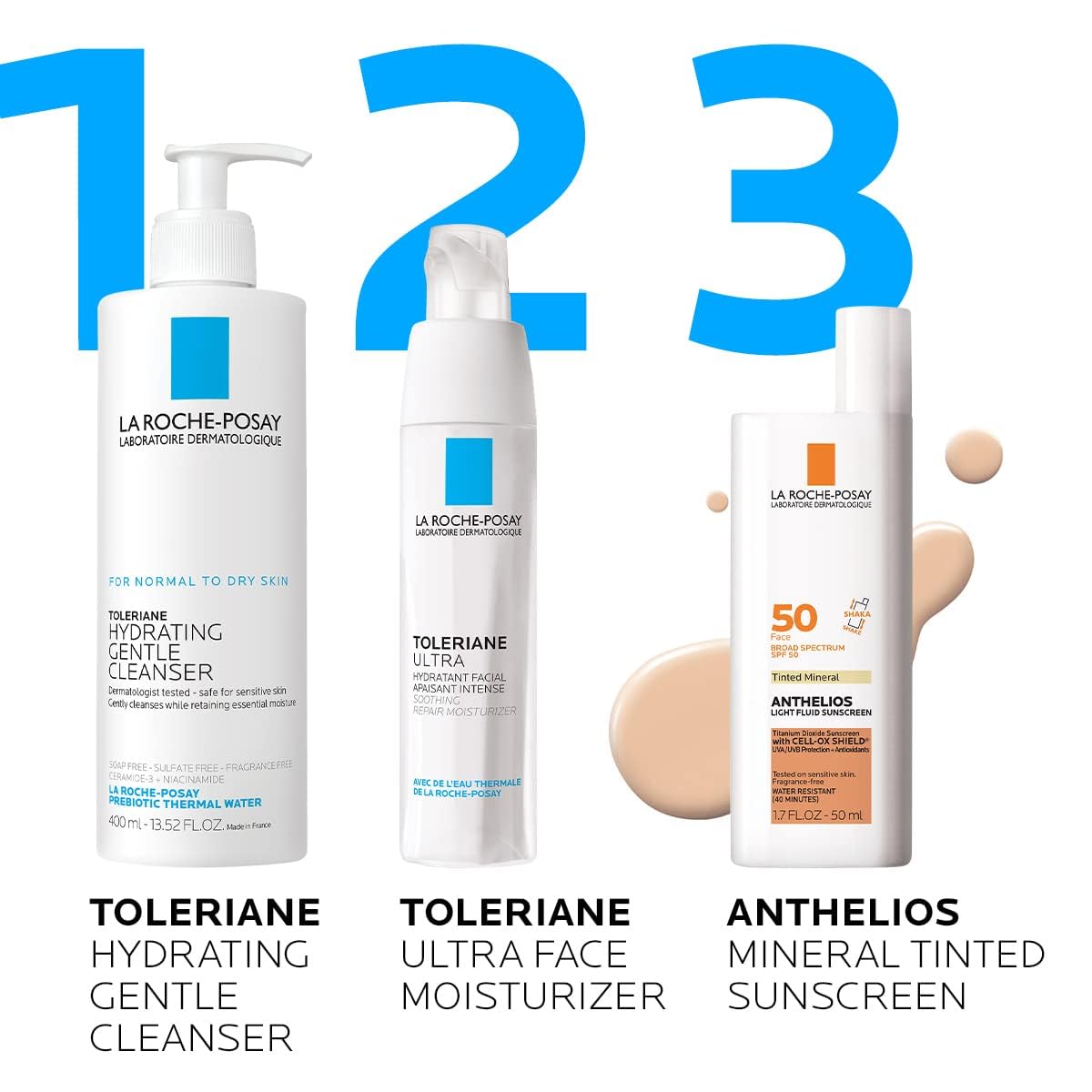 La Roche-Posay Anthelios Sunscreen SPF 50, Ultra-Light Fluid Broad Spectrum SPF 50, Face Sunscreen with Titanium Dioxide Mineral, Lightweight & Fast-Absorbing, Oil-Free, Matte Finish