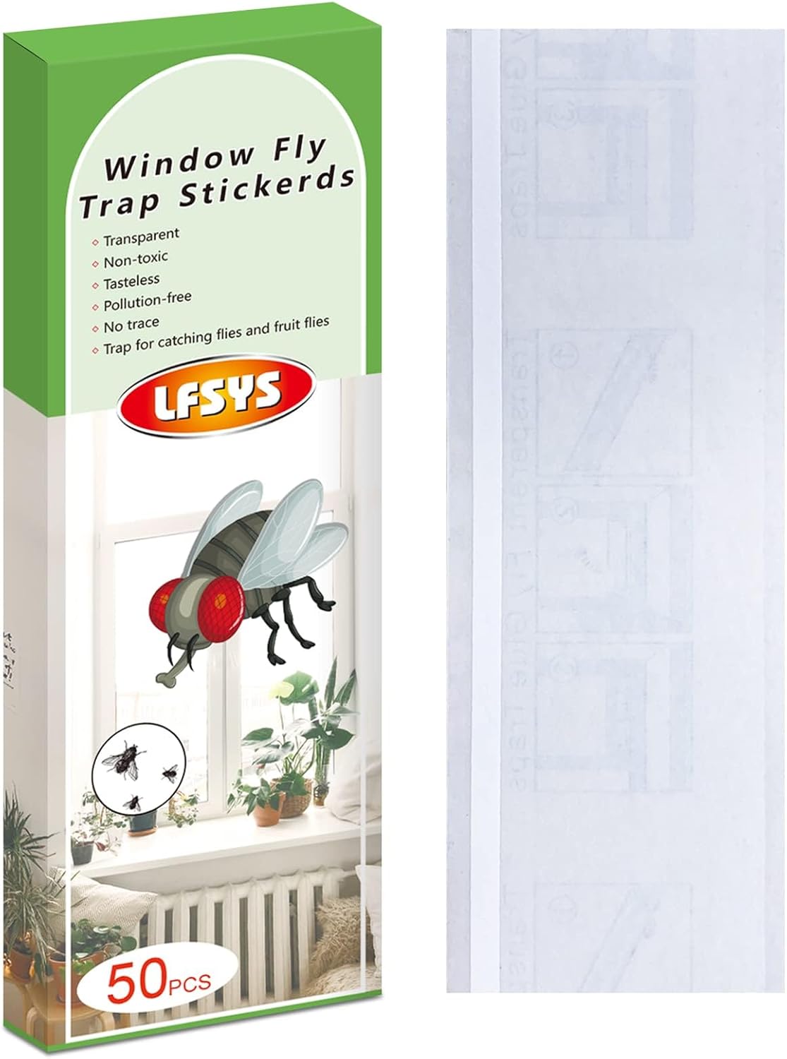 50 Pack Window Fly Trap, Fruit Fly Traps for Indoors, Fly Paper Sticky Strips, Fly Traps for Indoors Clear
