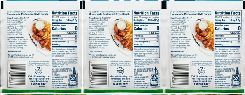 Hidden Valley Buttermilk Ranch Salad Dressing & Seasoning Mix, Gluten Free - Pack of 3