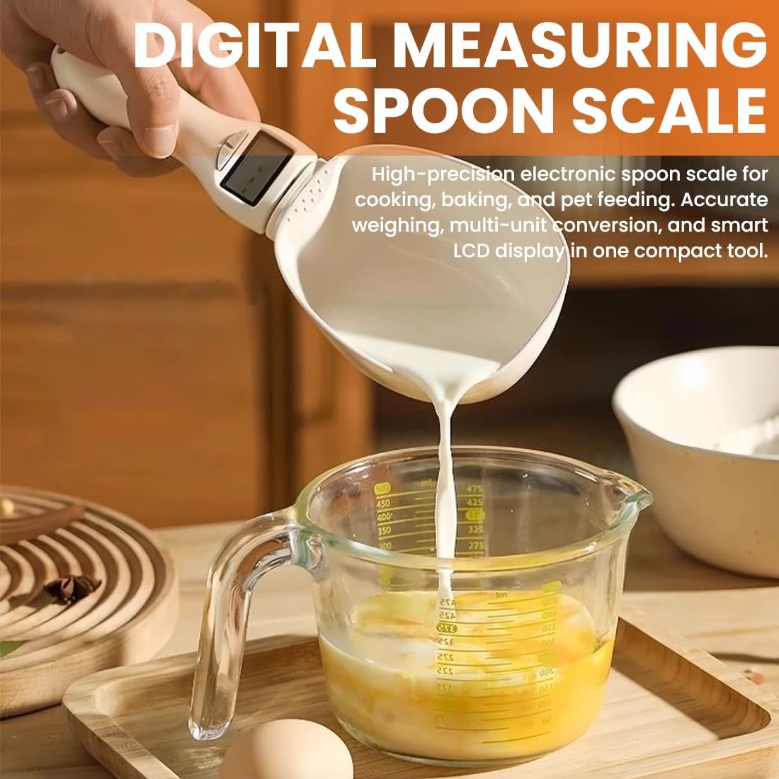 Digital Measuring Spoon Scale, Electronic Food Scoop with Conversion, Kitchen Adjustable Smart Weighing Cup for Home Cat Dog Pet, Cooking Tool Baking Gadgets in Grams with Lcd Screen(#A-1pc)