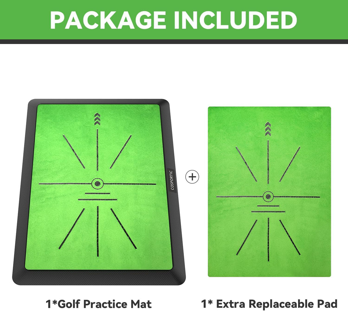 Golf Hitting Mat, Golf Training Mat for Swing Path Feedback Detection Batting,Extra Replaceable Golf Practice Mat 16"x12", Golf Gifts for Men Women for Home Indoor Outdoor
